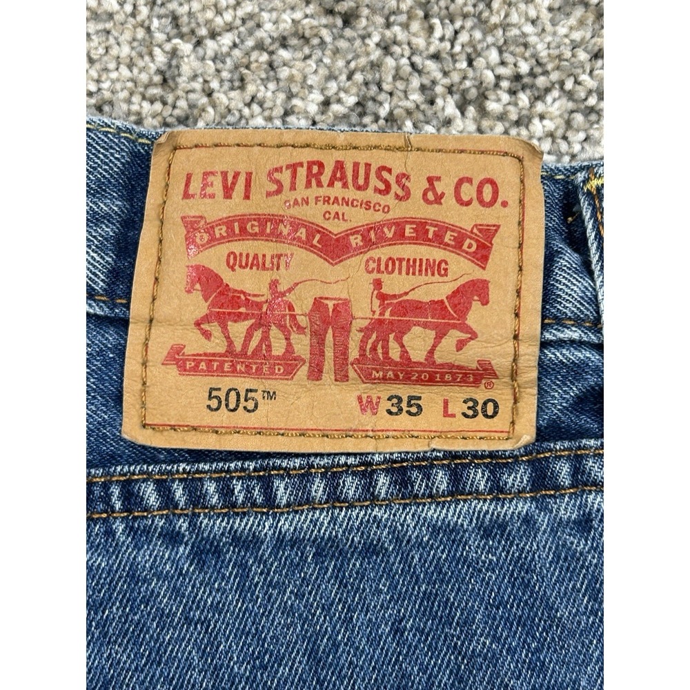 Levi's 505‎ Regular Fit Blue Denim Jeans Men's 35x30 Medium Wash #0163